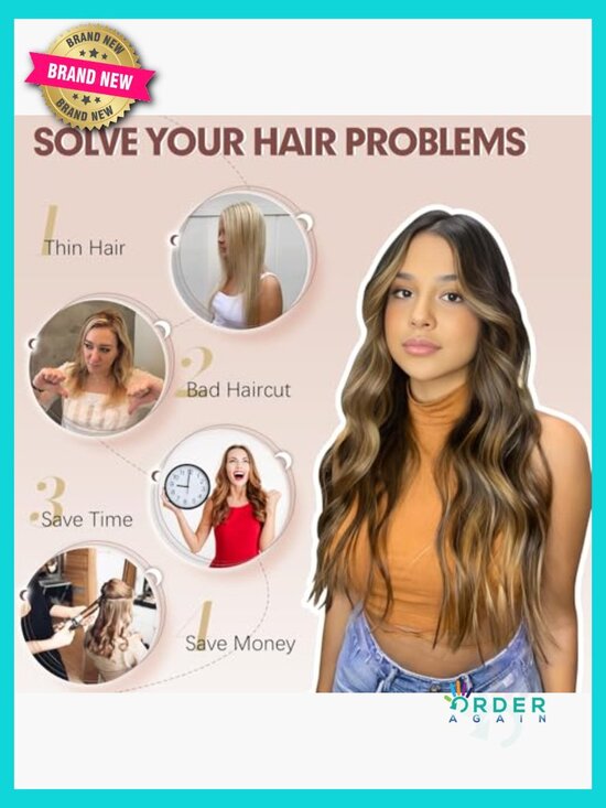 Clip In Hair Extensions 4 PCS Long Wavy Thick Full Head Synthetic Hairpieces main image 5